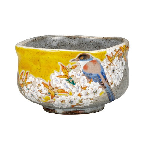 Yama Tori Yellow Kutani Matcha Bowl